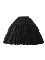 2 steel hoops lace lolita petticoat black