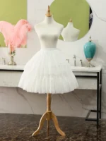 2 steel hoops lace lolita petticoat white
