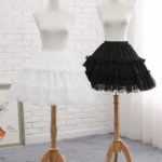 2 Steel Hoops Lace Tiered Lolita Petticoat