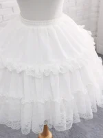 2 steel hoops lace tiered lolita petticoat white detail