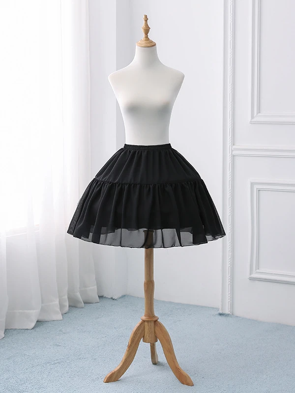 2 steel hoops short lolita petticoat black